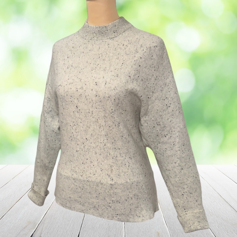 Vintage ANTONIO MELANI Cashmere Sweater Speckled Mock Neck Dolman Sleeve Sz XS S